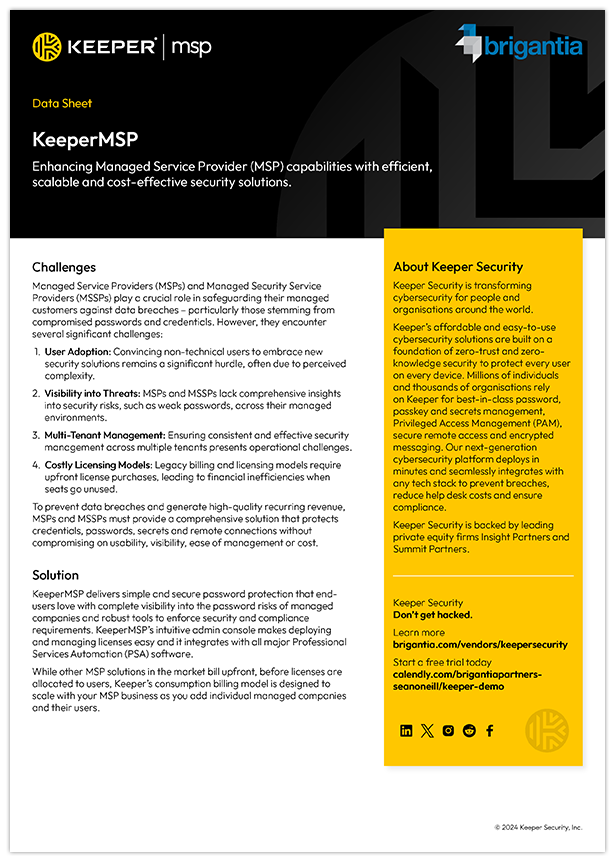 KeeperMSP Brigantia Data Sheet